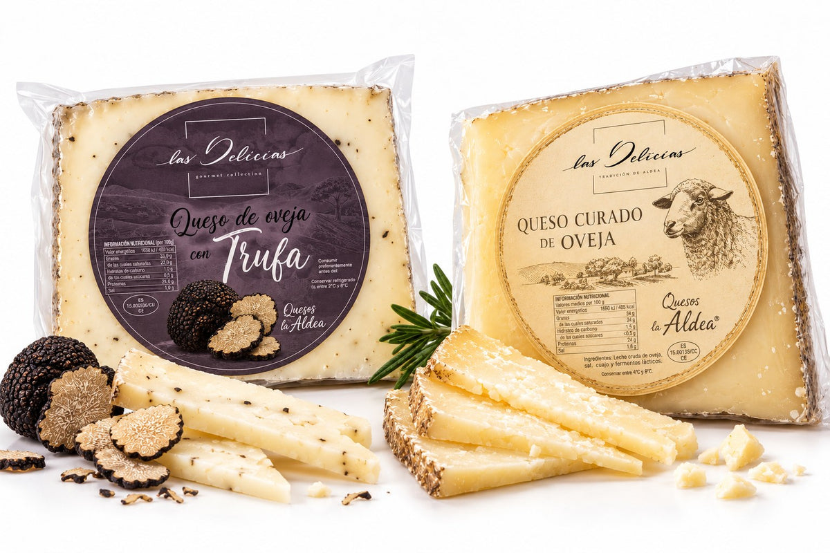 Quesos de oveja con trufa y curado de Quesos La Aldea