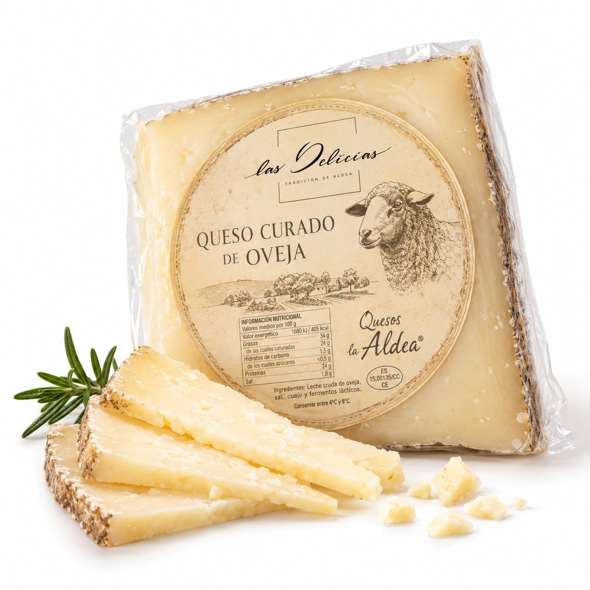 Cuña de queso curado de oveja de Quesos La Aldea